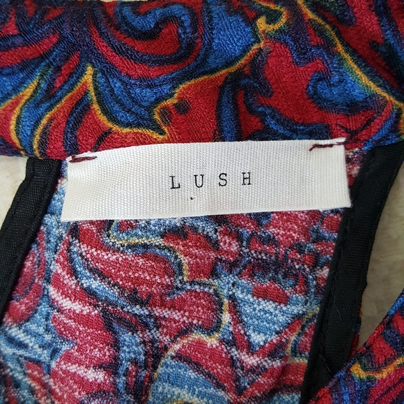 Red blue patterned racerback dress Lush size M - Picture 3 of 9